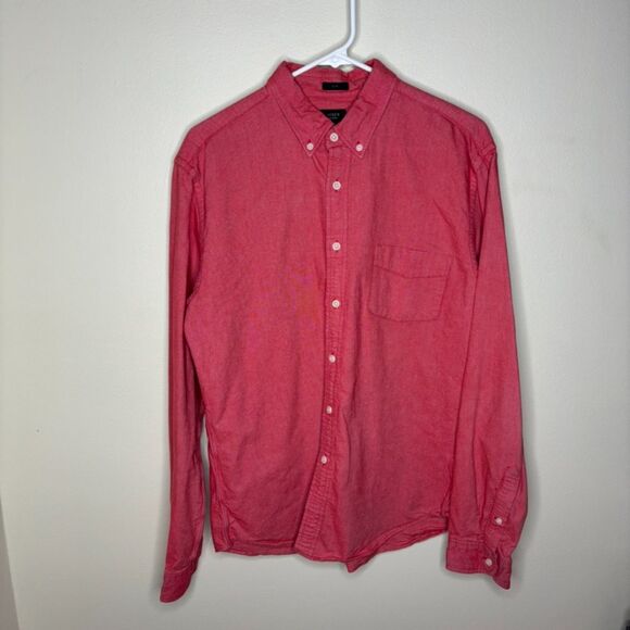 J.Crew Men's Red Oxford Slim Fit Long Sleeve Button-Down Shirt size Large - Picture 1 of 5